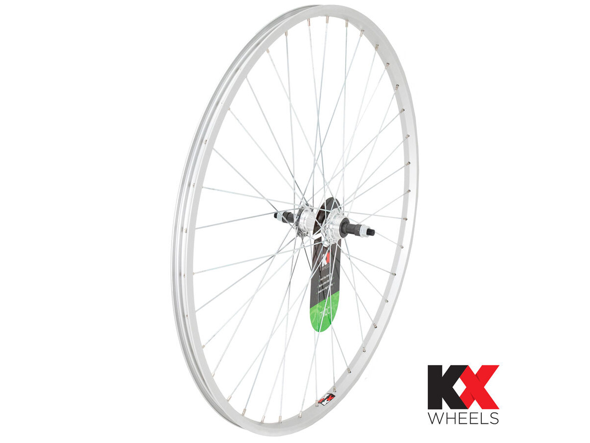 KX Hybrid 700C Singlewall Solid Axle Screw On Wheel Rim Brake (Rear) SILVER click to zoom image