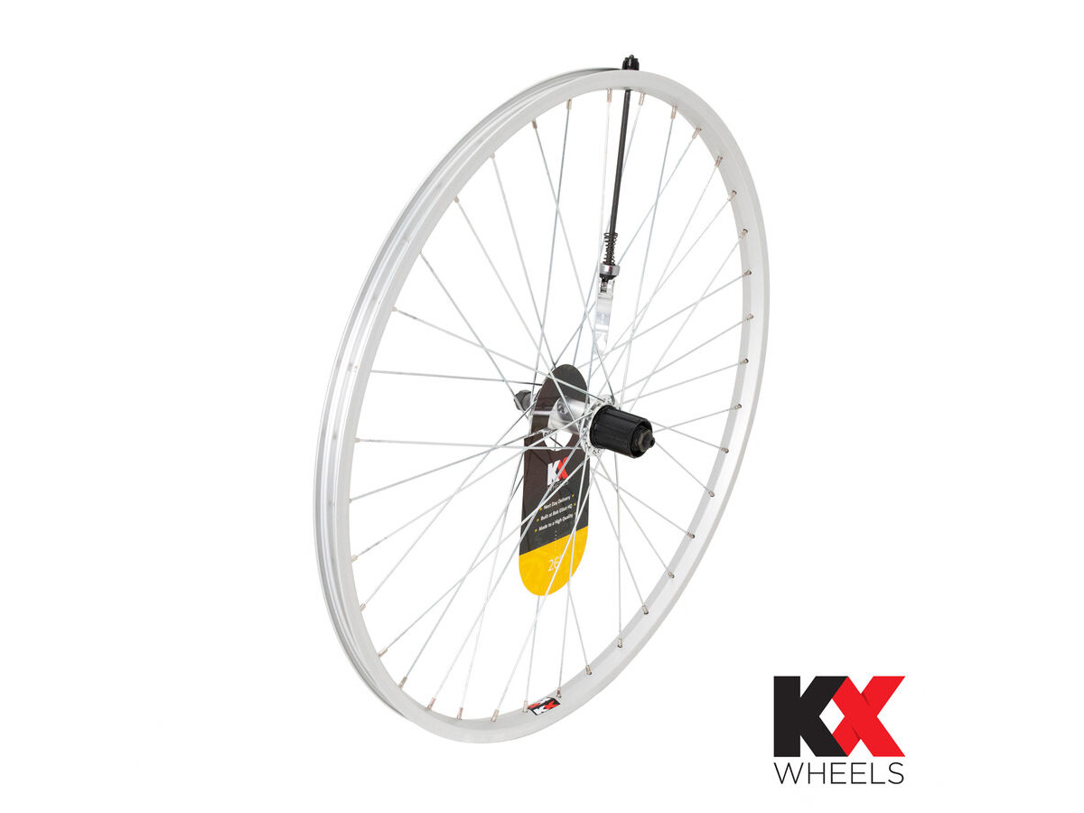 KX MTB 26" Singlewall Q/R Cassette Wheel Rim Brake (Rear) SILVER click to zoom image