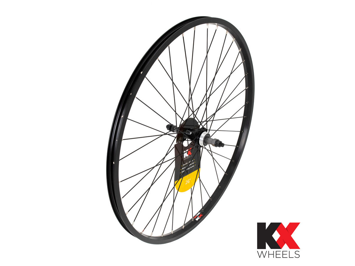 KX MTB 26" Singlewall Solid Axle Screw On Wheel Rim Brake (Rear) BLACK click to zoom image