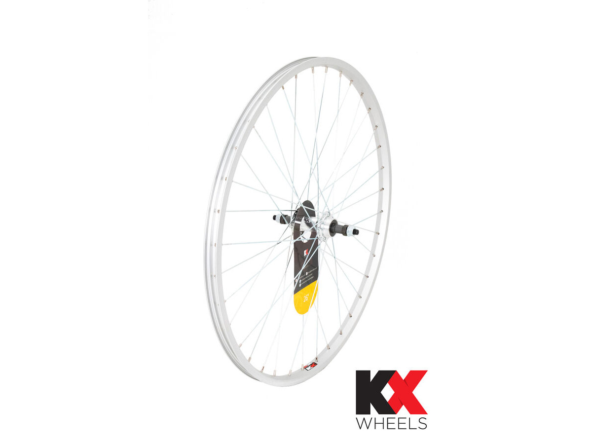 KX MTB 26" Singlewall Solid Axle Screw On Wheel Rim Brake (Rear) SILVER click to zoom image