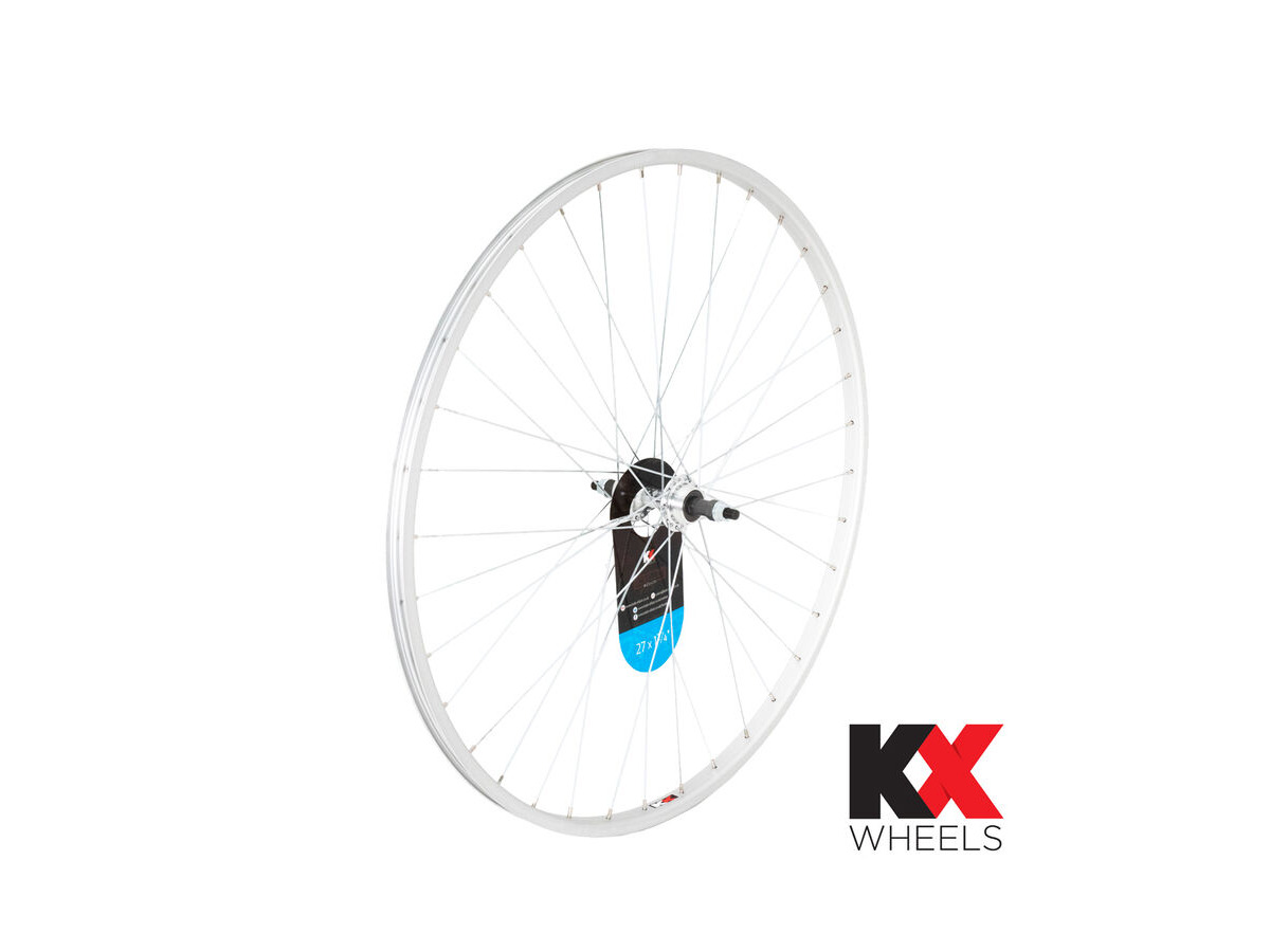 KX Road 27 x 1 1/4" Singlewall Solid Axle Screw On Wheel Rim Brake in Silver (Rear) click to zoom image