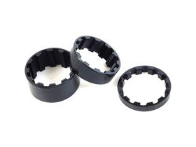 M-PART Splined alloy headset spacers 1", 5/10/15 mm black, pack of 3