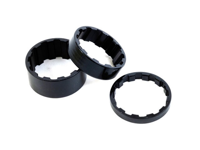M-PART Splined alloy headset spacers 1-1/8", 5/10/15 mm black, pack of 3 click to zoom image
