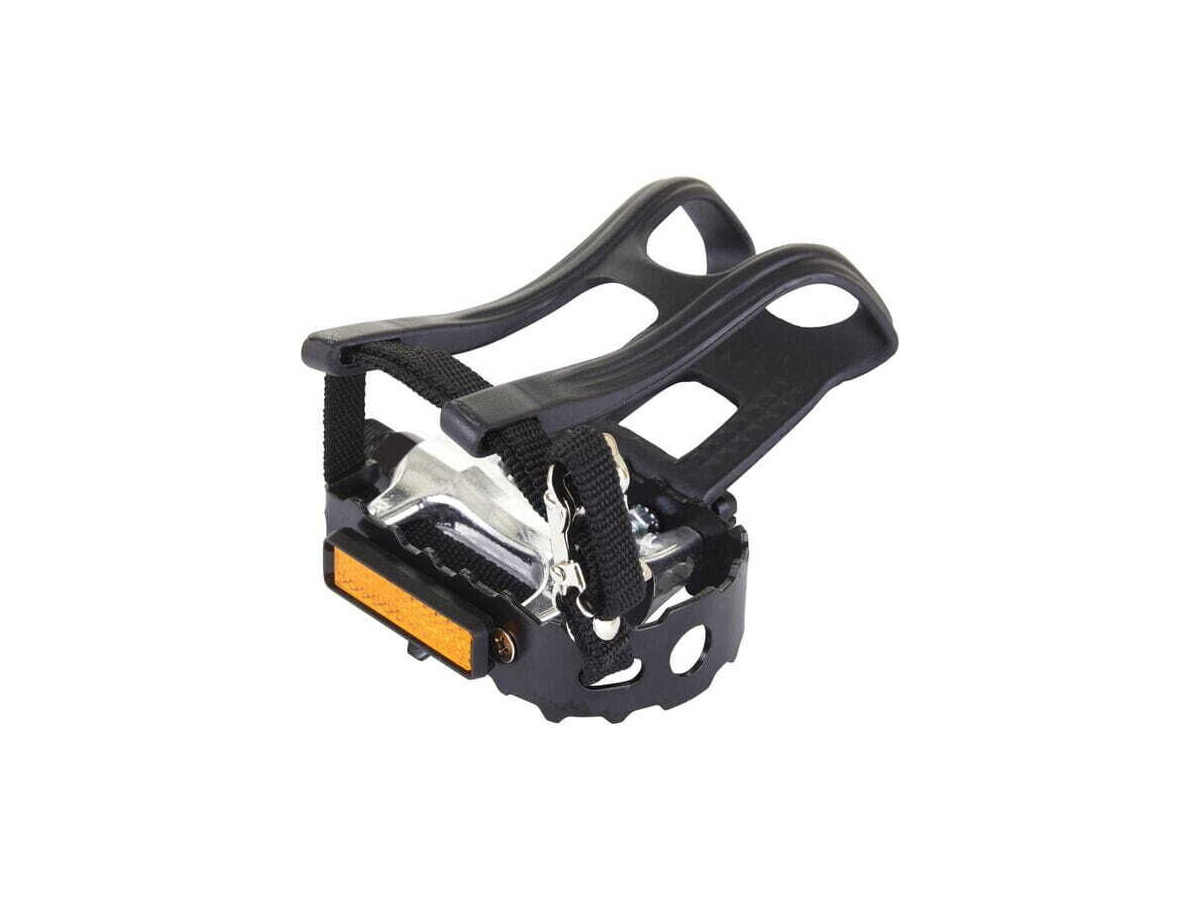 M-Part Essential Alloy pedals including toe clips and straps, 9/16 inch thread click to zoom image