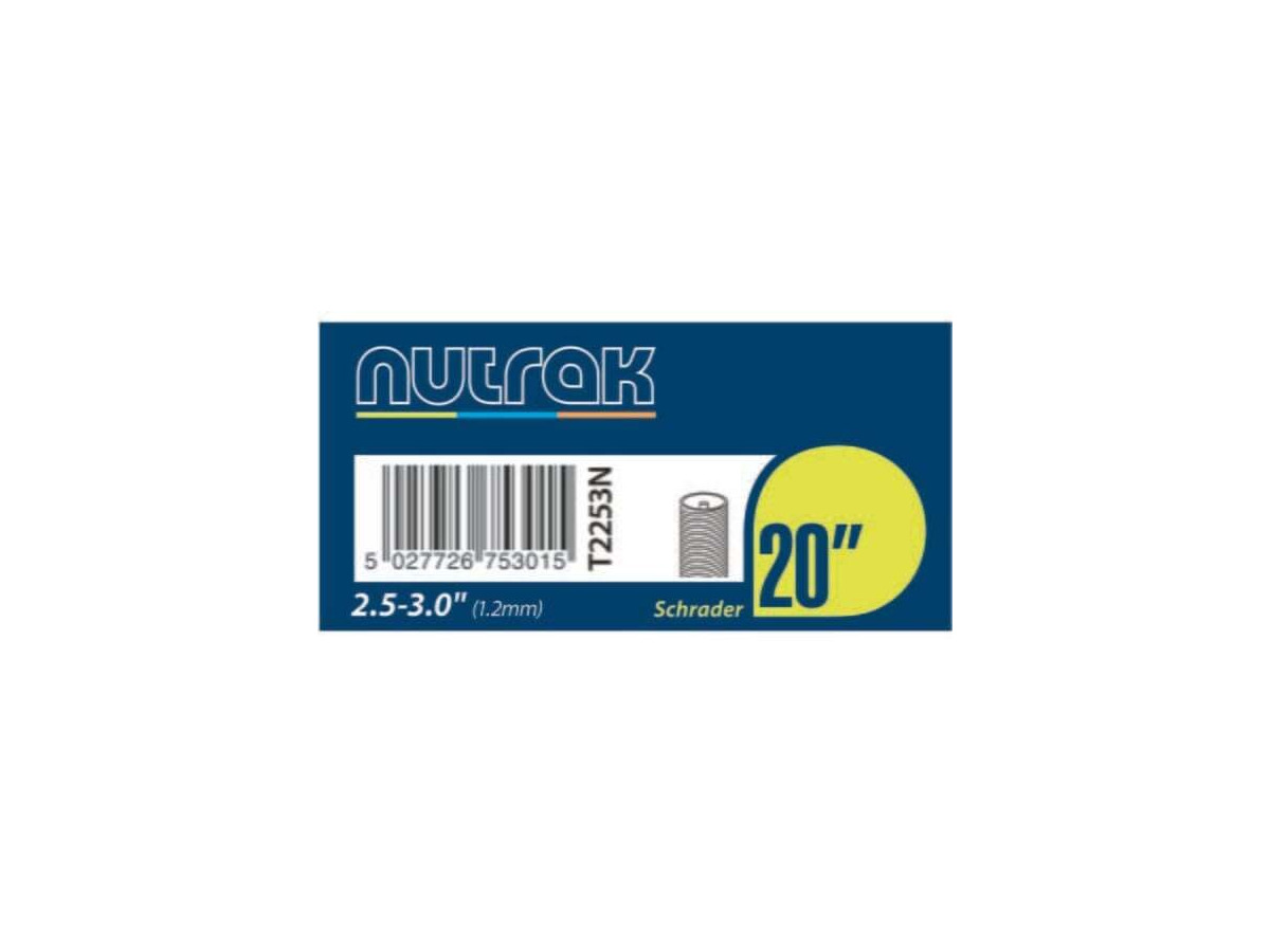 Nutrak 20 x 2.5 - 3.0 inch Schrader valve 1.3mm fat bike inner tube click to zoom image