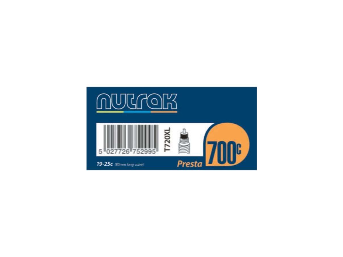 Nutrak 700 x 19 - 25C Presta 80 mm long valve inner tube click to zoom image
